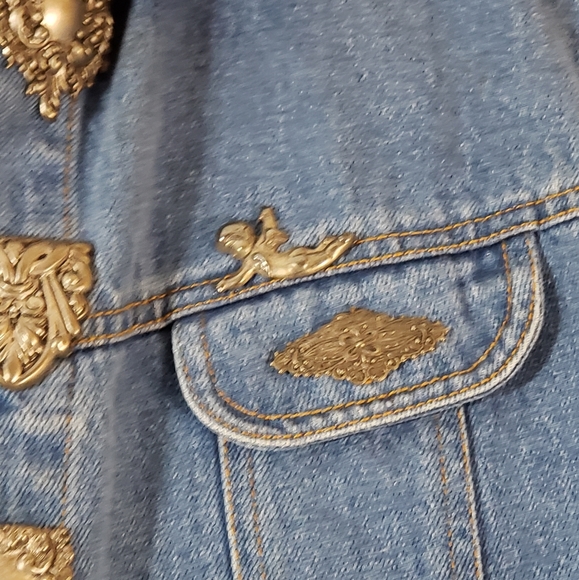 Denim Vest Sz L Angel Embellishments EUC - Picture 4 of 6
